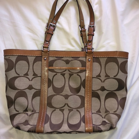 Coach Handbags - Coach leather and canvas bag